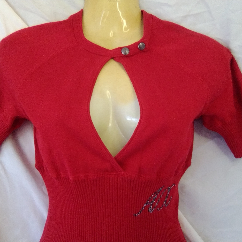 Sexy ,New ,Vintage Red Armani Exchange open front,AX in glitter